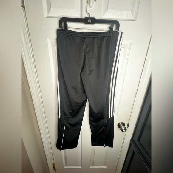 Vtg adidas Women's Medium Black 3 Stripe Warmup Track Pants UK 14 Zip Hem M - Picture 5 of 13